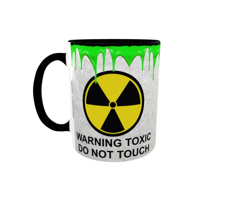 Warning toxic do not touch, cana ceramica, 330ml