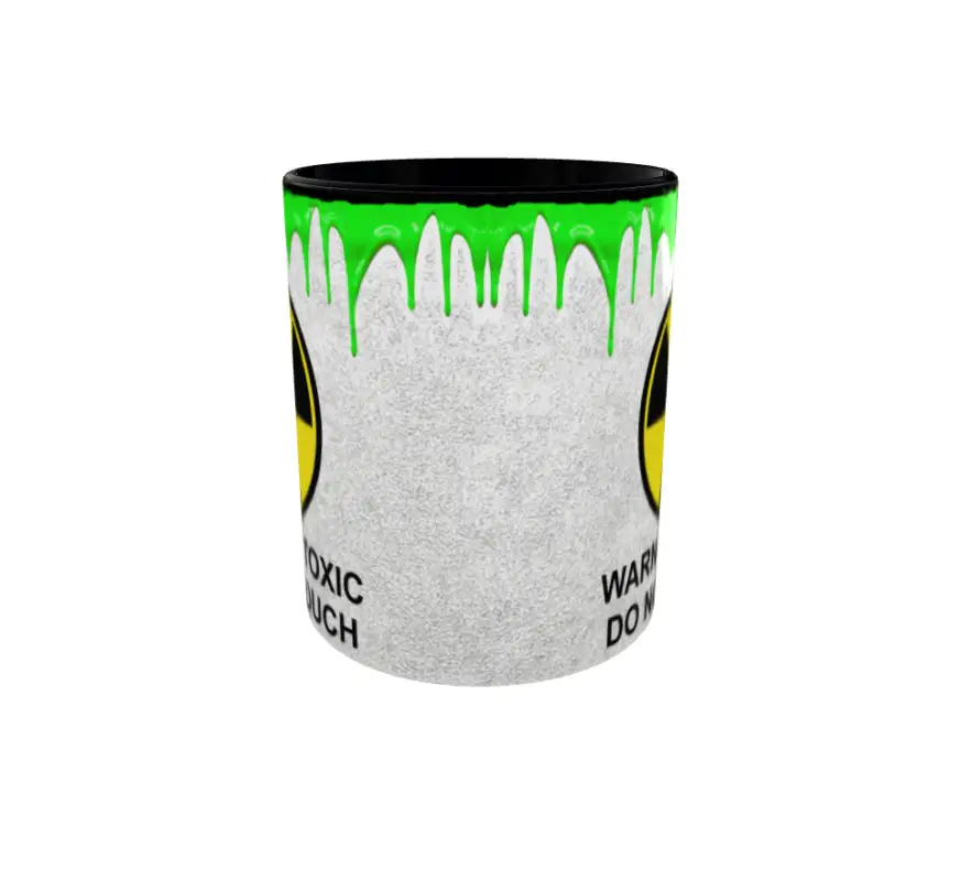 Warning toxic do not touch, cana ceramica, 330mlv