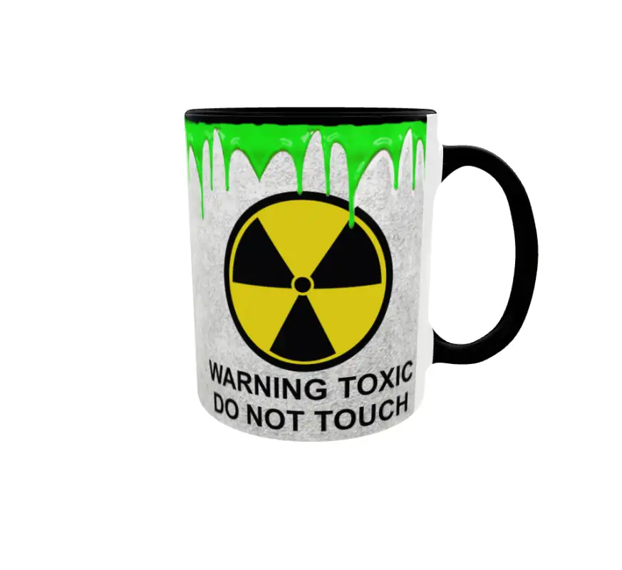 Warning toxic do not touch, cana ceramica, 330mlv