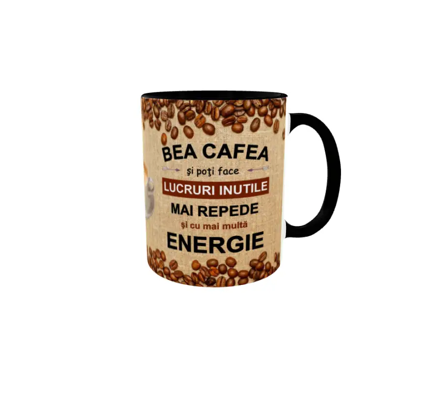 Bea cafea si poti face..., cana ceramica, 330ml, model 3v