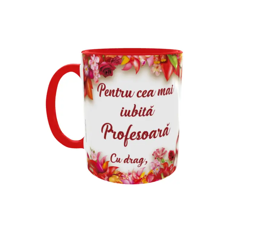Pentru cea mai iubita profesoara, cana ceramica, 330ml, cgs1207