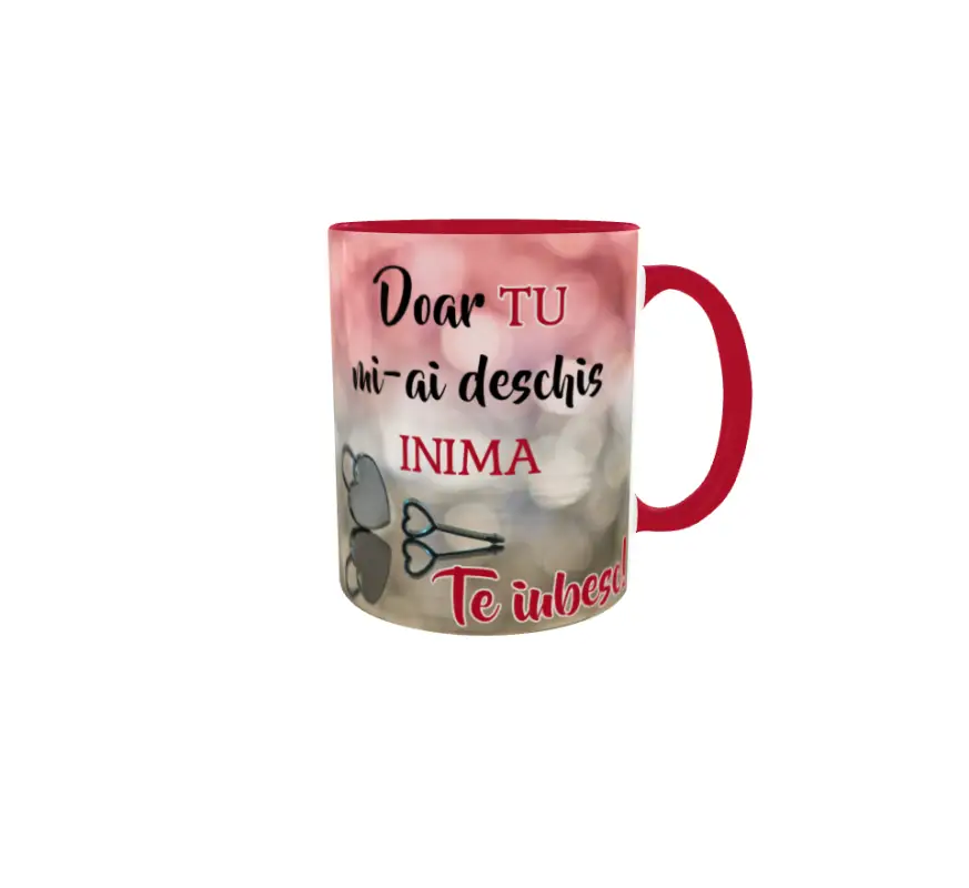 Doar tu mi-ai deschis inima te iubesc, cana din ceramica, 330mlv