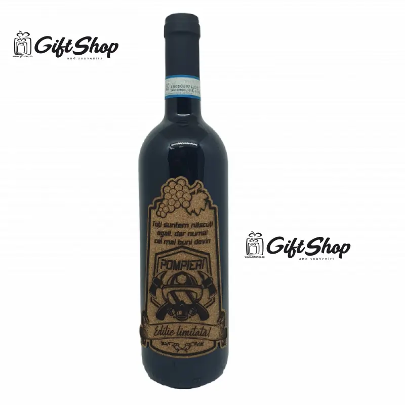 Pentru cel mai bun pompier, model 2, editie limitata, vin rosu cabernet sauvignon, demisec, 750ml, 13.5% alcoolv