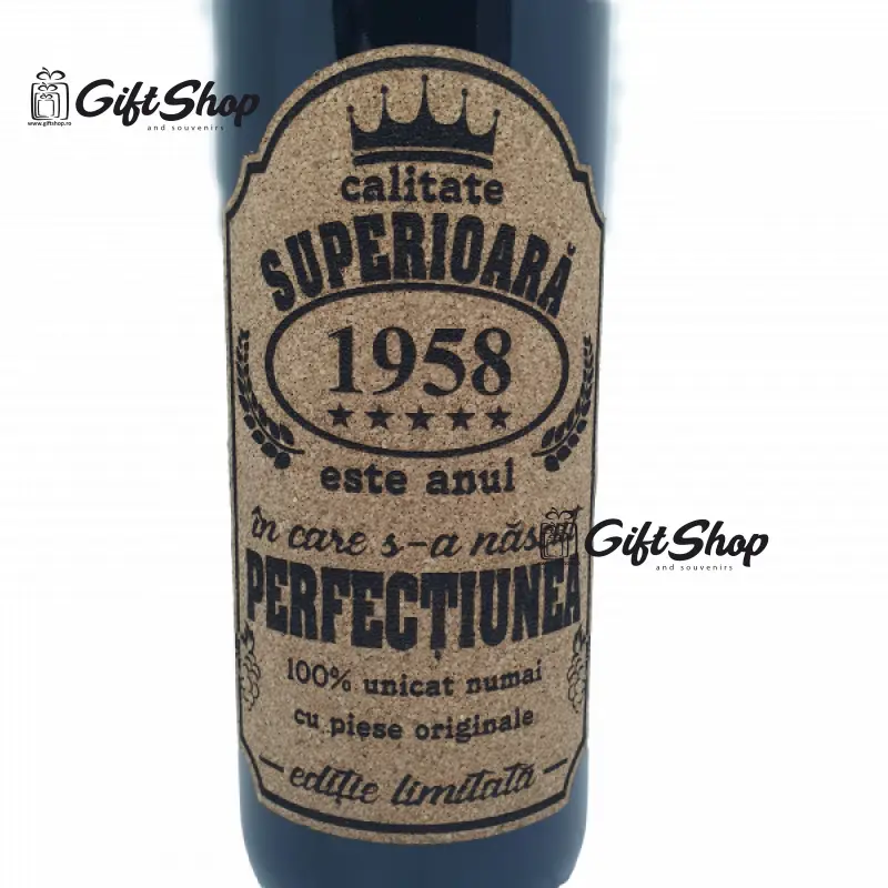 1958 este anul in care s-a nascut perfectiunea, editie limitata, vin rosu cabernet sauvignon, demisec, 750ml, 13.5% alcool