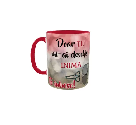 Doar tu mi-ai deschis inima te iubesc, cana din ceramica, 330ml