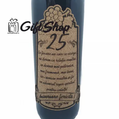 Aniversare fericita 25 de ani, vin rosu cabernet sauvignon, demisec, 750ml, 13.5% alcool