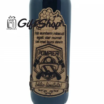 Pentru cel mai bun pompier, model 2, editie limitata, vin rosu cabernet sauvignon, demisec, 750ml, 13.5% alcool